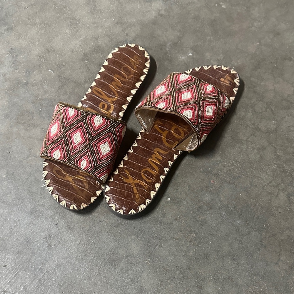 Sam Edelman Brown and Pink Patterned Sandals